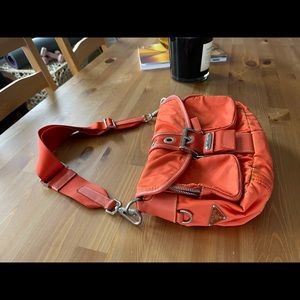 Authentic Nylon Prada Sling Bag in Papaya Orange Vintage
